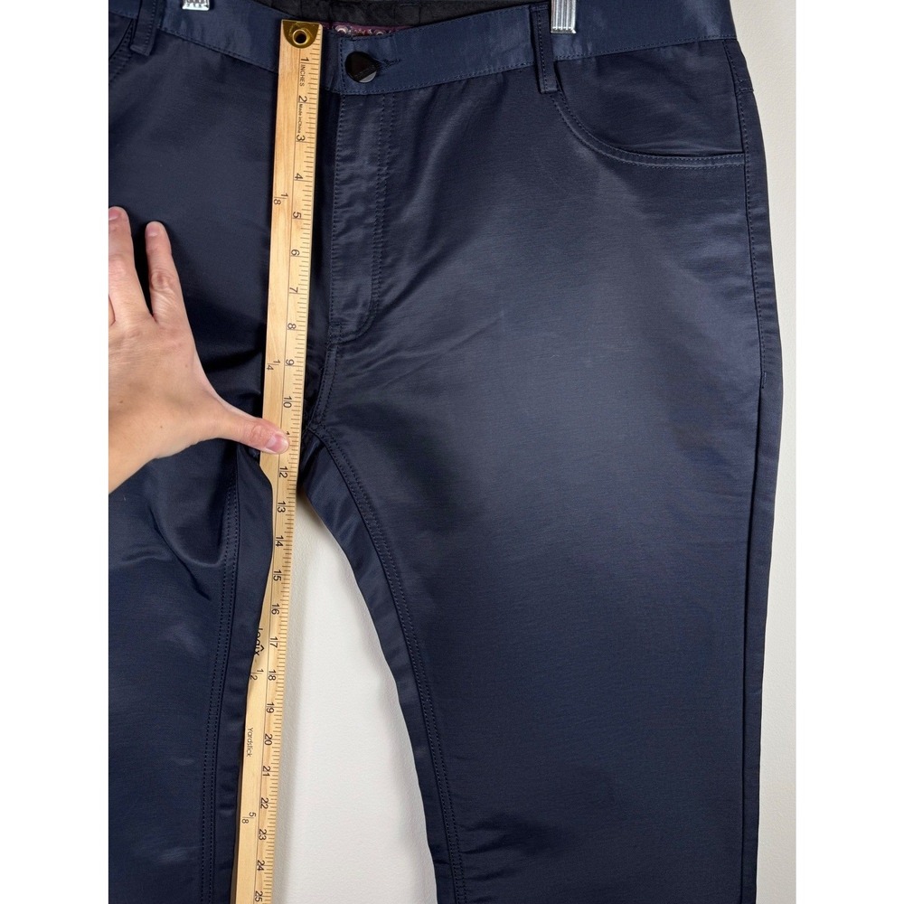 Barabas Italy Mens Navy Blue Sateen Slim Fit Handcrafted Trousers Size 42 - Picture 8 of 9